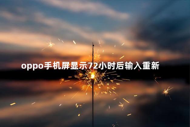 oppo手机屏显示72小时后输入重新输入密码